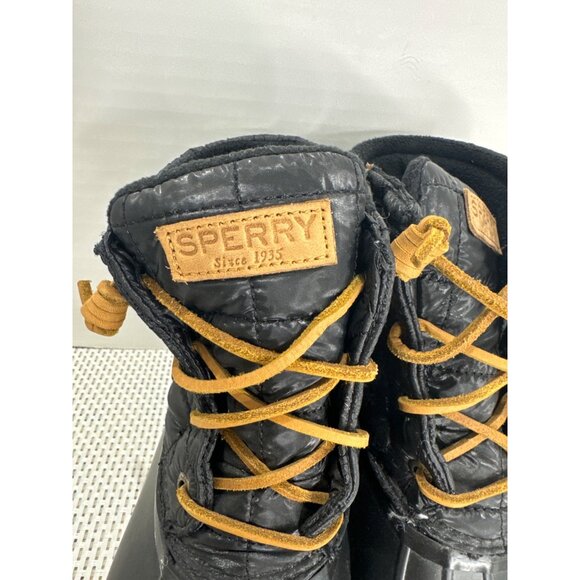 Sperry Womens Saltwater Duck Boots Black Leather Waterproof Size 9 Outdoor Shoe - Picture 5 of 12